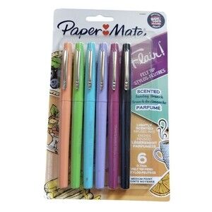 Paper Mate Pens Flair 6 Count Sunday Brunch Scented Felt Tip Medium Point 0.7mm
